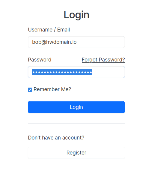 login page