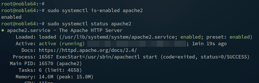 check apache2