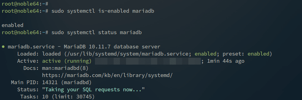 check mariadb